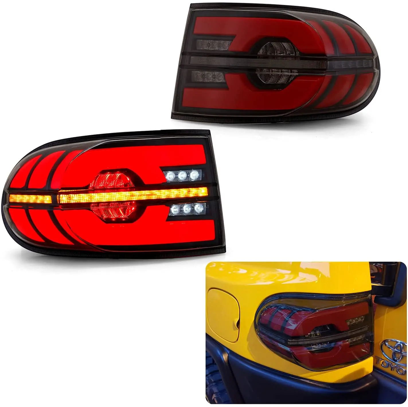 LED Tail Lights For Toyota FJ Cruiser 2007-2020 Start-up Animation DRL Sequential Indicator Rear Lamp Assembly 
LED Tail Lights For Toyota FJ Cruiser 2007-2020 Start-up Animation DRL Sequential Indicator Rear Lamp Assembly