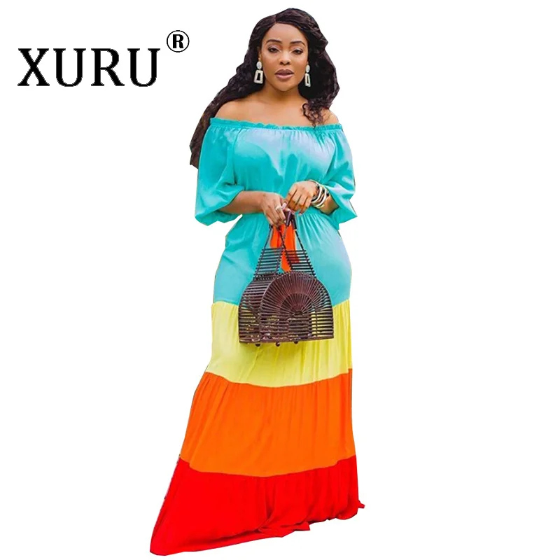 XURU Sexy Color Matching Colorful Dress 2022 European and American Summer New Ladies Long Dress
XURU Sexy Color Matching Colorful Dress 2022 European and American Summer New Ladies Long Dress
