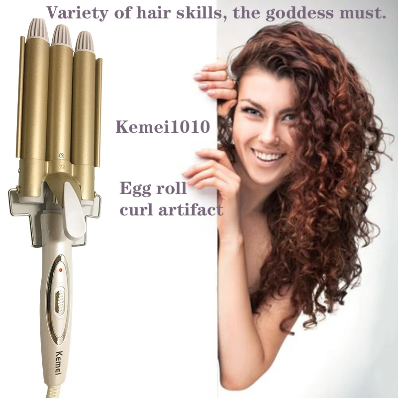 Kemei Professional hair curler ceramic egg roll curler electric curler 3 Barrel Hair Crimper hair curler плойка
Kemei Professional hair curler ceramic egg roll curler electric curler 3 Barrel Hair Crimper hair curler плойка