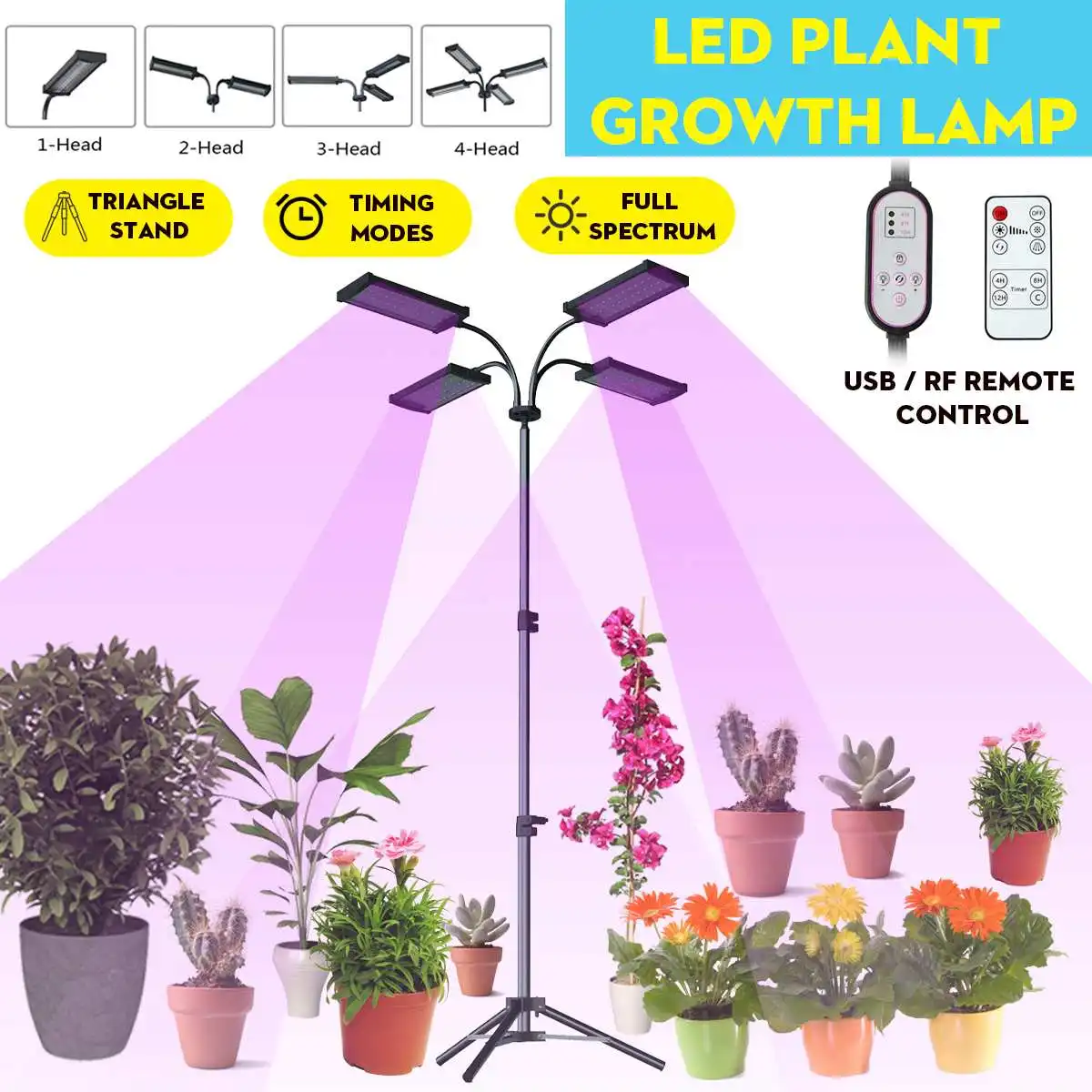 Светодиодная фитолампа полного спектра с 4 головками и подставкой, лампа с двойным переключателем для гидропонного выращивания растений в ... 
Светодиодная фитолампа полного спектра с 4 головками и подставкой, лампа с двойным переключателем для гидропонного выращивания растений в ...