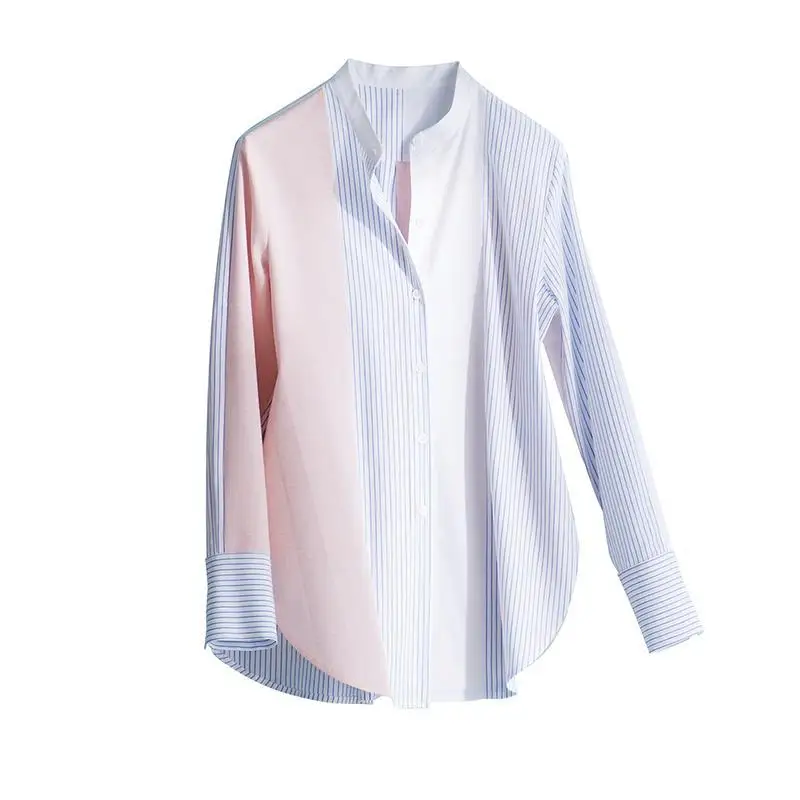 Summer Womens Tops Striped Patchwork Long Sleeve Buttoned Shirt Women Blouse Ladies Tops Dropshipping
Summer Womens Tops Striped Patchwork Long Sleeve Buttoned Shirt Women Blouse Ladies Tops Dropshipping