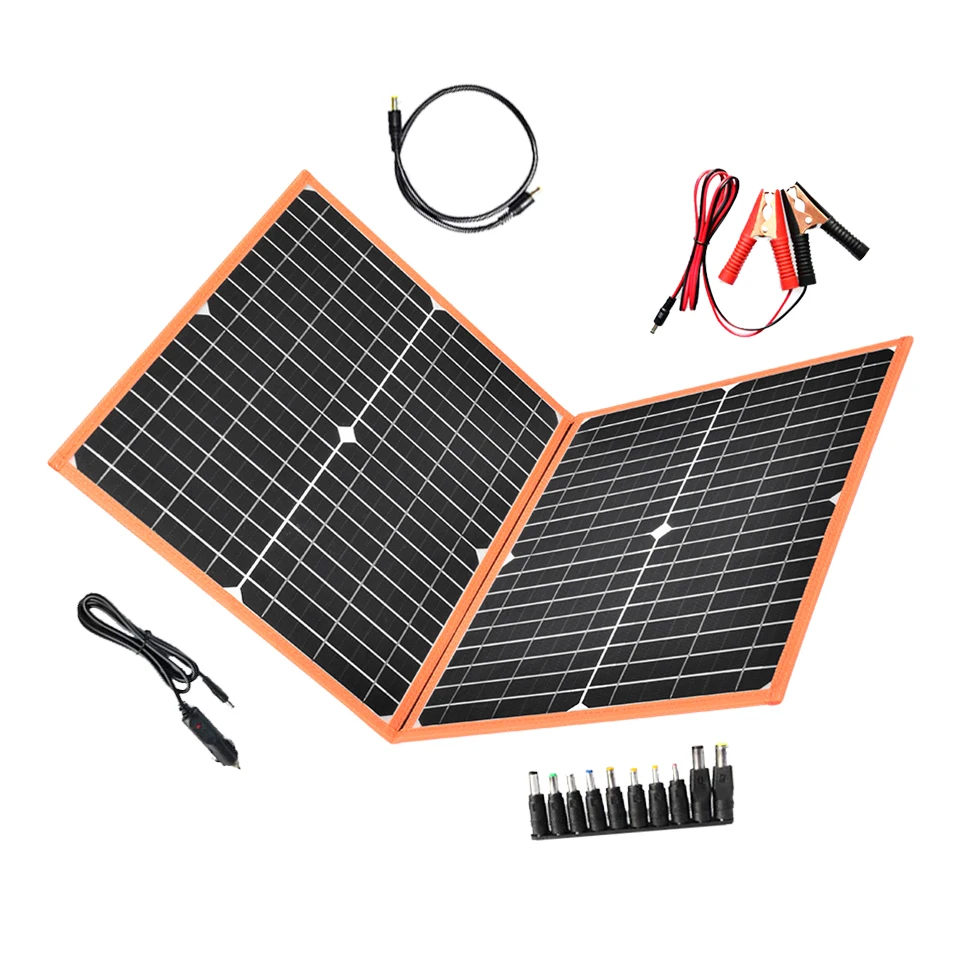 18V Foldable Solar Panel Flexible 80w 100w Solar Panels Kit Portable Handbag Power Bank Solar Charger Dual USB DC 12V Output
18V Foldable Solar Panel Flexible 80w 100w Solar Panels Kit Portable Handbag Power Bank Solar Charger Dual USB DC 12V Output