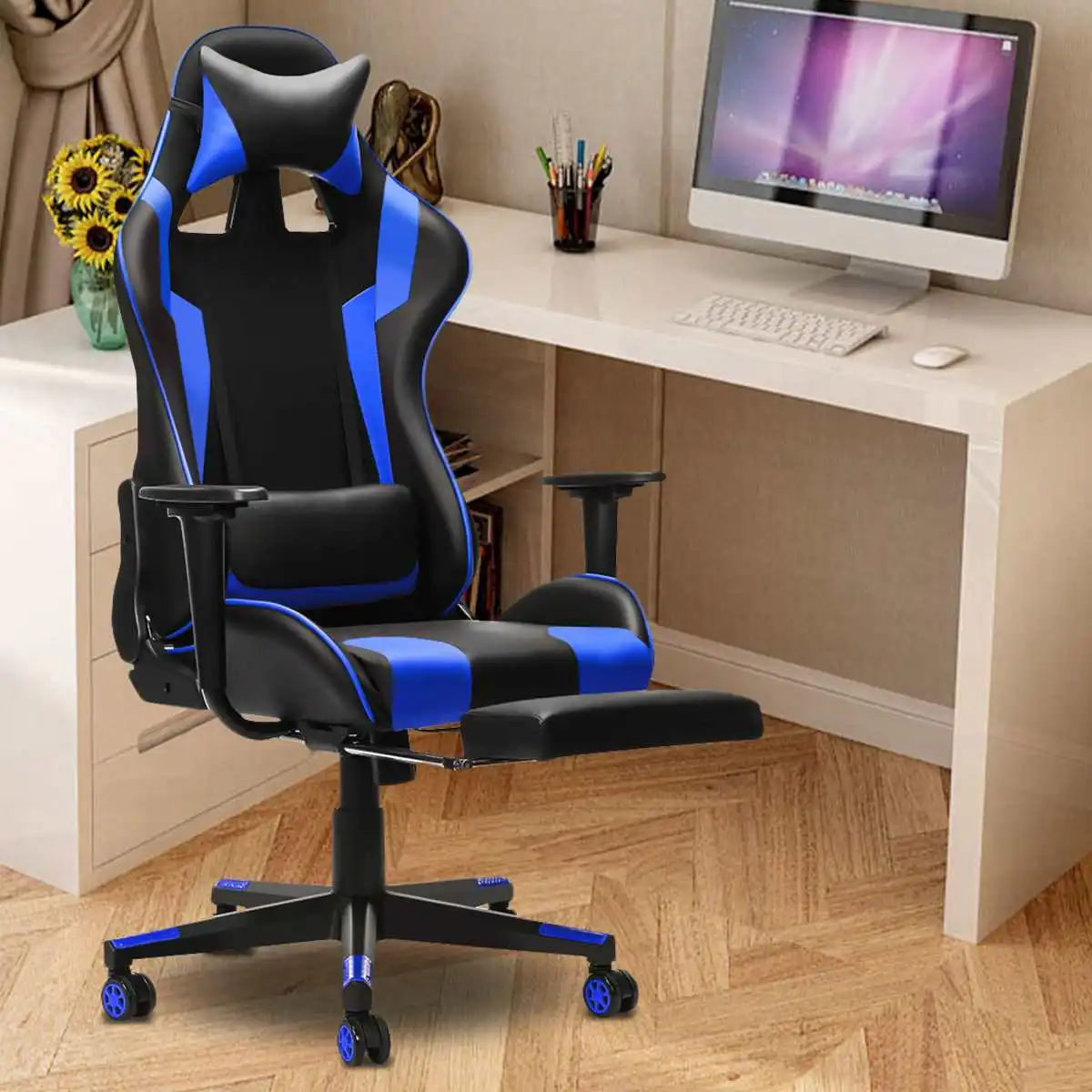 Офисный игровой стул с подставкой для ног, эргономичные офисные стулья, Регулируемый поворотный кожаный компьютерный стол с высокой спинко...
Офисный игровой стул с подставкой для ног, эргономичные офисные стулья, Регулируемый поворотный кожаный компьютерный стол с высокой спинко...