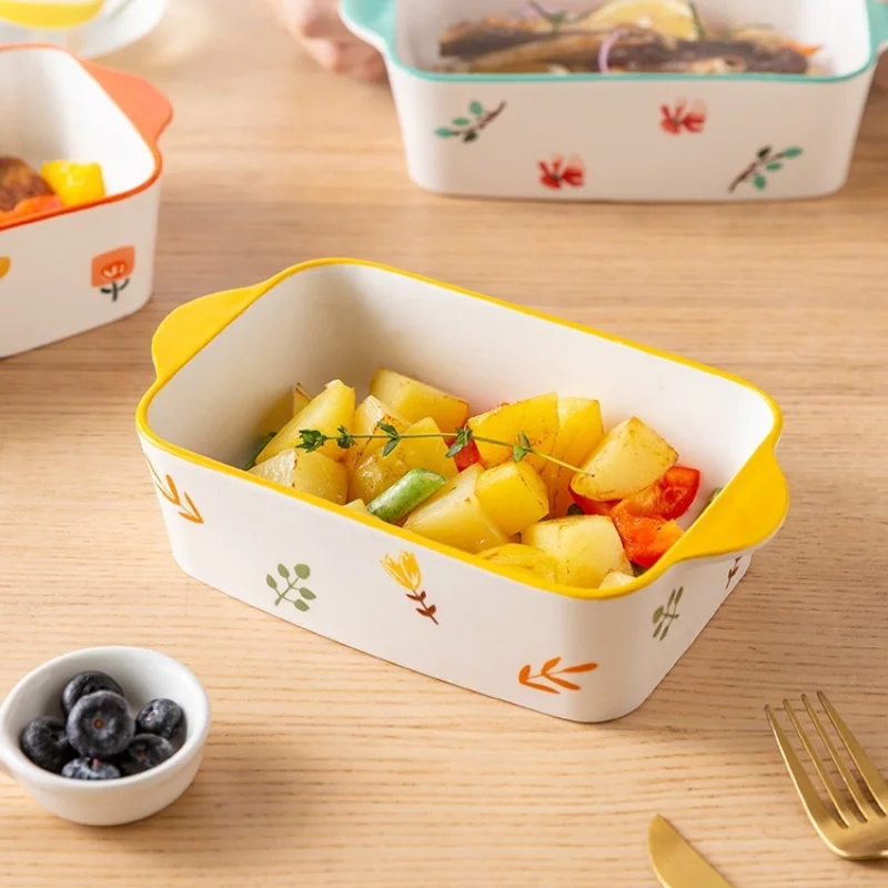 Original Flower Rhyme Binaural Baking Pan Rectangular Deep Dinner Plate Household Ceramic Microwave Oven Tableware Dessertplate
Original Flower Rhyme Binaural Baking Pan Rectangular Deep Dinner Plate Household Ceramic Microwave Oven Tableware Dessertplate