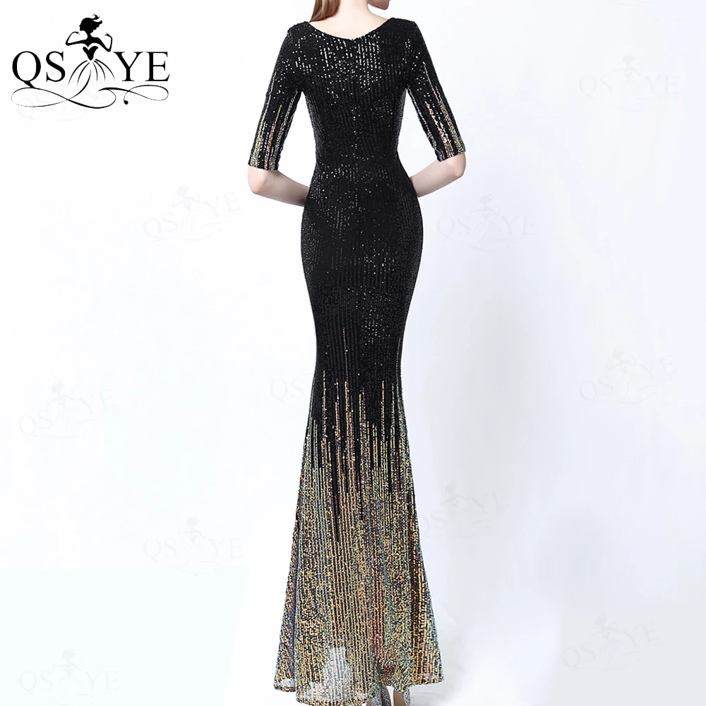 Fading Black Evening Dresses Long Sleeves Prom Gown V Neck Sequin Party Dress Mermaid Formal Gown Long Women Dress Vestido
Fading Black Evening Dresses Long Sleeves Prom Gown V Neck Sequin Party Dress Mermaid Formal Gown Long Women Dress Vestido