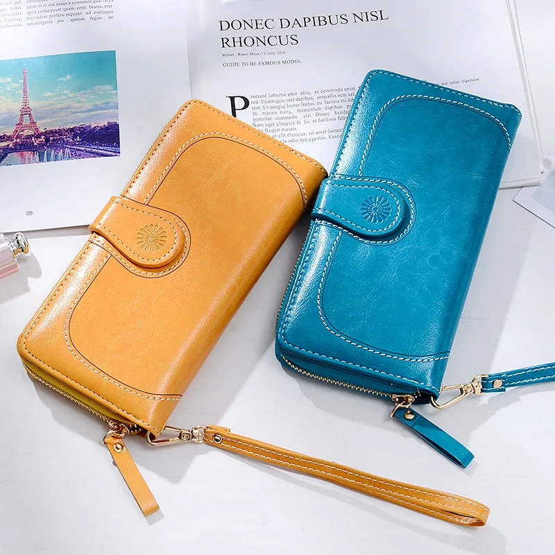 2020 Wax Leather Wallet Wome Vintage Luxury Women Purse Retro Womens Wallets for Cellphone Clutch Bag Yellow Black Red
2020 Wax Leather Wallet Wome Vintage Luxury Women Purse Retro Womens Wallets for Cellphone Clutch Bag Yellow Black Red