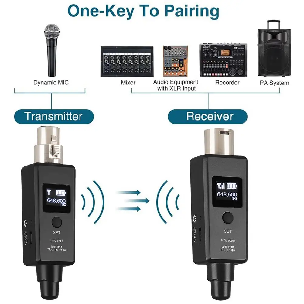 2021 New Wireless Microphone Transmitter Receiver System XLR Connection Built-in Rechargeable Battery For Dynamic Microphone
2021 New Wireless Microphone Transmitter Receiver System XLR Connection Built-in Rechargeable Battery For Dynamic Microphone