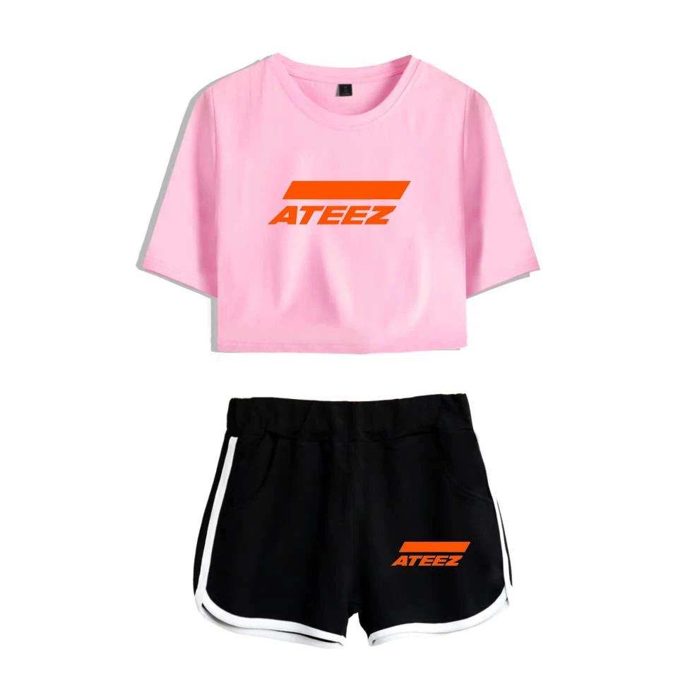 Luxury Cool Summer Beautiful Girls Hot Sexy Two Pieces sets ATEEZ T-shirts short Pants Dew navel Sport Girls Short Sleeve Suits
Luxury Cool Summer Beautiful Girls Hot Sexy Two Pieces sets ATEEZ T-shirts short Pants Dew navel Sport Girls Short Sleeve Suits