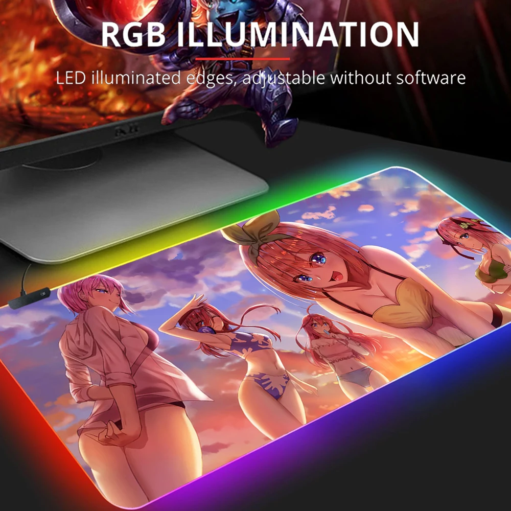 RGB Gaming Mouse Mat Gotoubun No Hanayome LED Mesa Gamer Accessories Pc Gamer Complete Keyboard for Compass Kawaii Mouse Pad Rug
RGB Gaming Mouse Mat Gotoubun No Hanayome LED Mesa Gamer Accessories Pc Gamer Complete Keyboard for Compass Kawaii Mouse Pad Rug