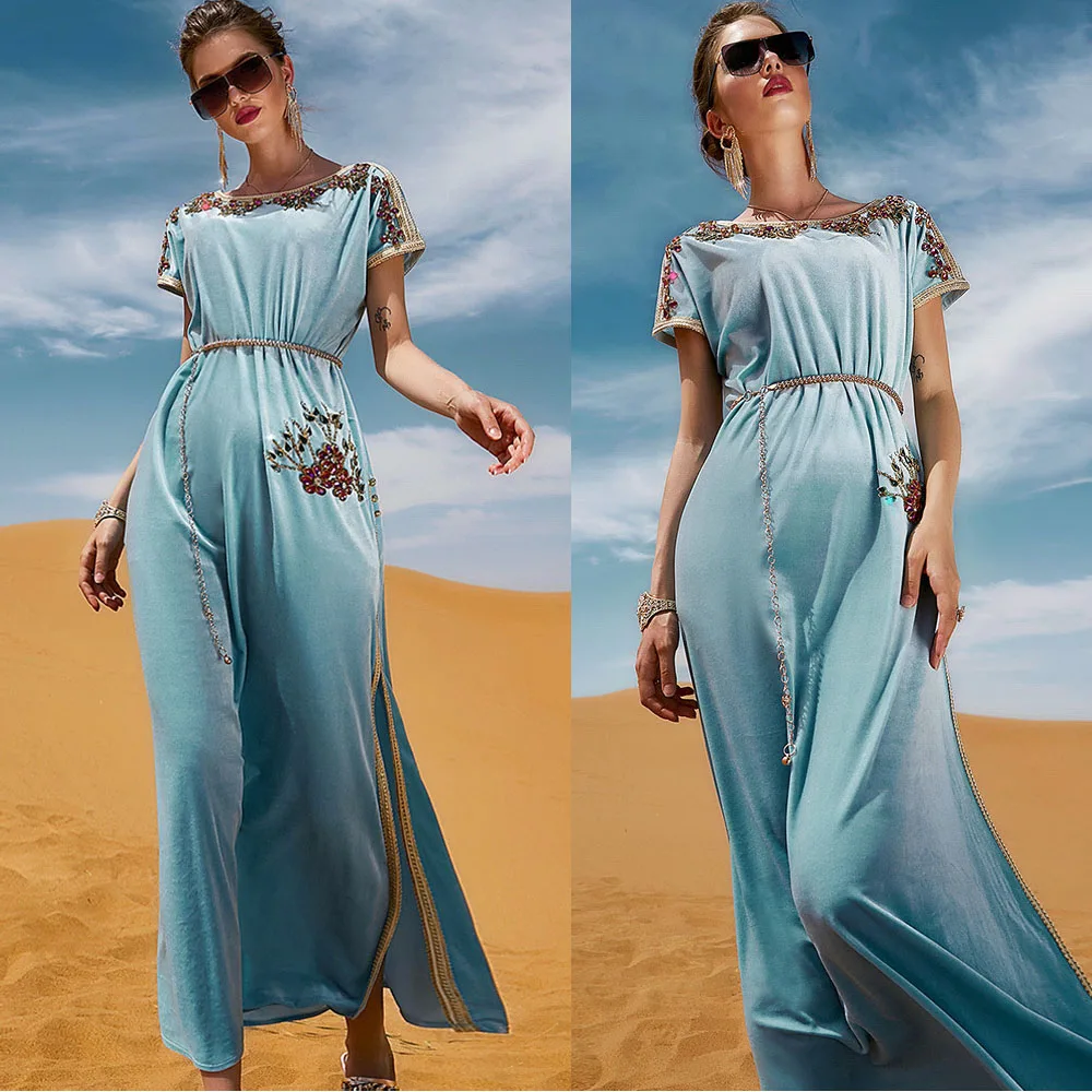 New Dubai Turkey Luxury Rhinestone Velvet Long Dress Women Muslim Arabic Jalabiya Moroccan Party Gown Caftan Islamic Abayas Robe
New Dubai Turkey Luxury Rhinestone Velvet Long Dress Women Muslim Arabic Jalabiya Moroccan Party Gown Caftan Islamic Abayas Robe