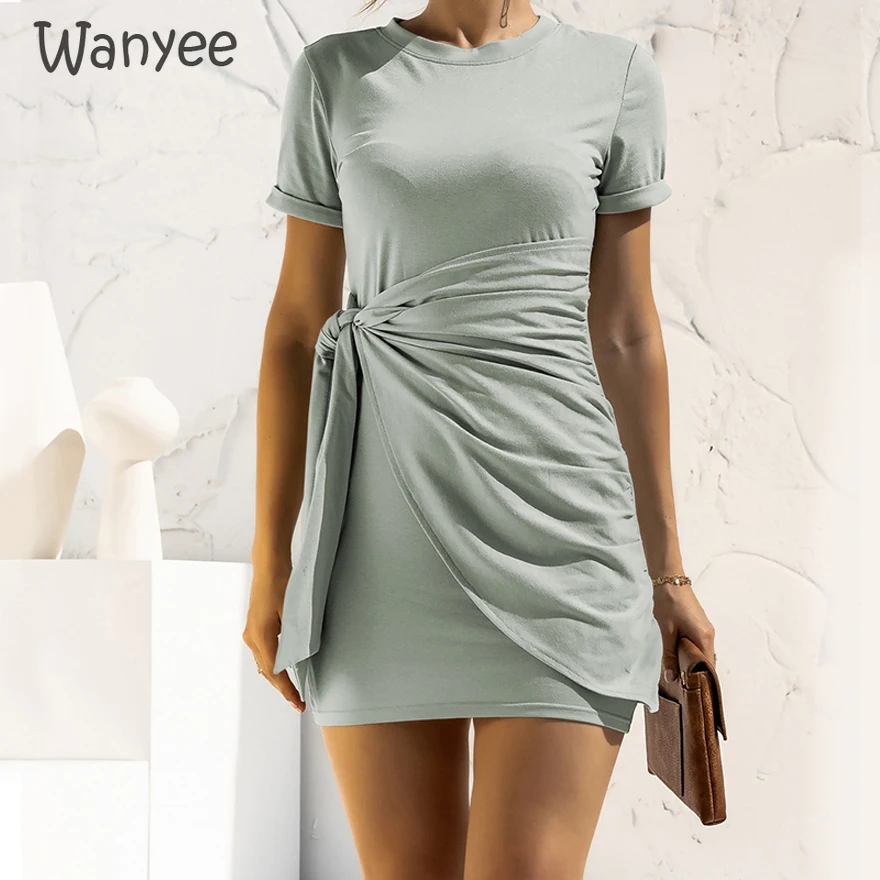 2021 Women's New Clothing Design Sense Short-Sleeved Dress Summer Clothes Female Mini Dresses Skinny Slim Sexy Solid Color 
2021 Women's New Clothing Design Sense Short-Sleeved Dress Summer Clothes Female Mini Dresses Skinny Slim Sexy Solid Color
