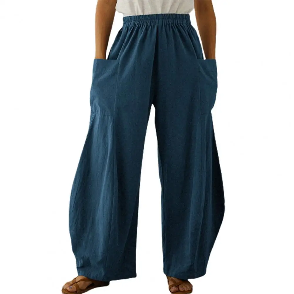 Женские брюки, модные широкие штаны с большими карманами, женские брюки с эластичным поясом, однотонные свободные брюки-слаксы, женская оде... 
Женские брюки, модные широкие штаны с большими карманами, женские брюки с эластичным поясом, однотонные свободные брюки-слаксы, женская оде...