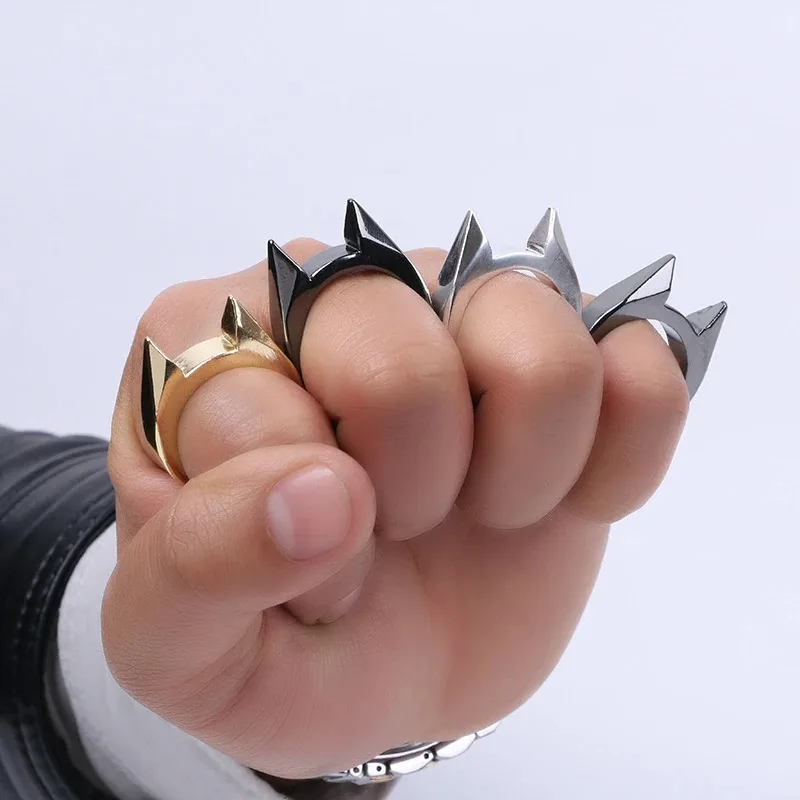 Women Knuckle Self-Defense Ring Metal Window Breaker Cat Ear Man Female Defensive Finger Rings Jewelry Girl Gift Accessories Hot
Women Knuckle Self-Defense Ring Metal Window Breaker Cat Ear Man Female Defensive Finger Rings Jewelry Girl Gift Accessories Hot