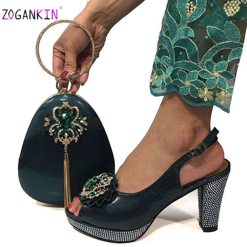 Dark Green Color Hot Selling African New Design Ladies Matching Shoe and Bag African Women Shoes and Bags Set for Party 
Dark Green Color Hot Selling African New Design Ladies Matching Shoe and Bag African Women Shoes and Bags Set for Party