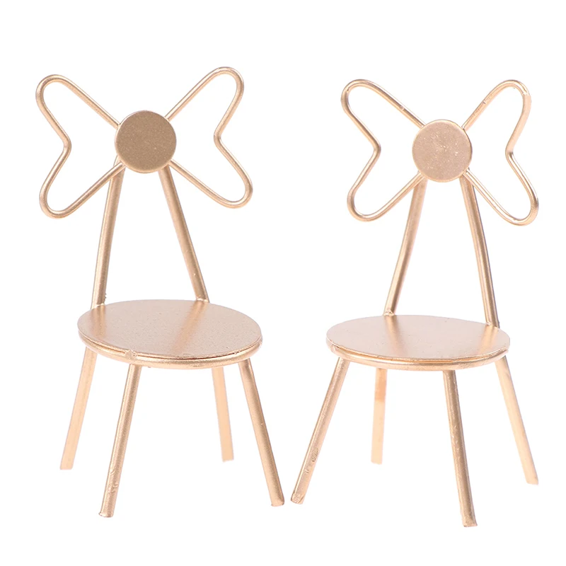 

1:12 миниатюрный металлический стул для кукольного домика, спинка стула, стул-бабочка, модель кустул, игрушка для украшения кукольного домика...