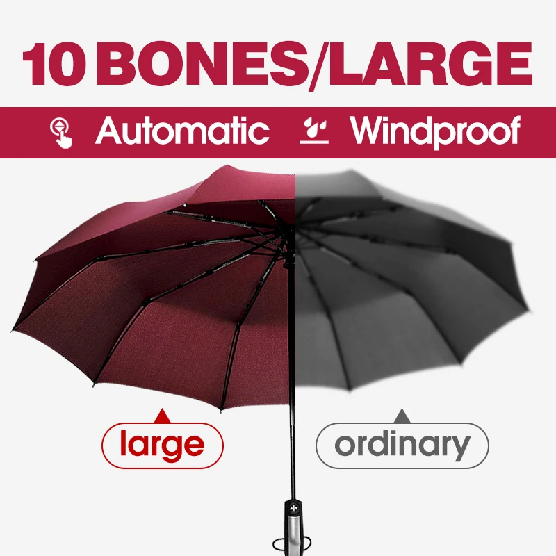Windpoof Large 10 Bones Fully Automatic Folding Umbrella For Women Men Sun Rain Portable Business Umbrellas Car Gift Parasol
Windpoof Large 10 Bones Fully Automatic Folding Umbrella For Women Men Sun Rain Portable Business Umbrellas Car Gift Parasol