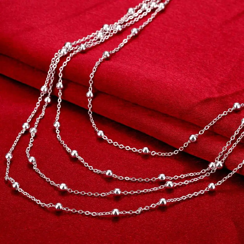 LEKANI 925 Sterling Silver 18 Inch Multi-Chain Smooth Beads Necklace For Women Fashion Wedding Party Charm Jewelry
LEKANI 925 Sterling Silver 18 Inch Multi-Chain Smooth Beads Necklace For Women Fashion Wedding Party Charm Jewelry