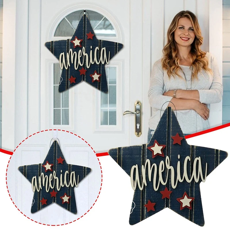 America Star Front Door Hanger Wooden Independence Day Door Sign Patriotic Wreaths Decorations For Outdoor Front Porch
America Star Front Door Hanger Wooden Independence Day Door Sign Patriotic Wreaths Decorations For Outdoor Front Porch