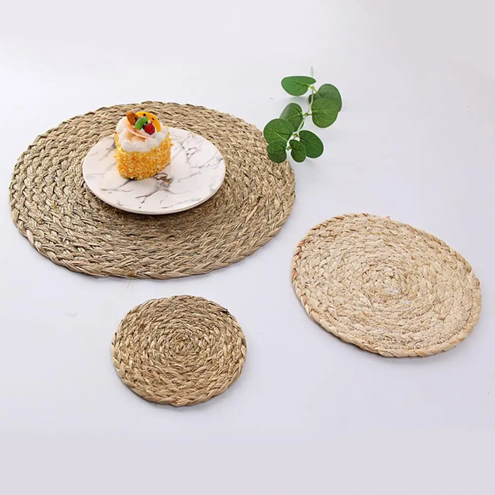 

Mats Corn Water Grass Handmade Weave Round Coaster Pad Heat Insulation Placemat Table Decoration Accessories Wholesale