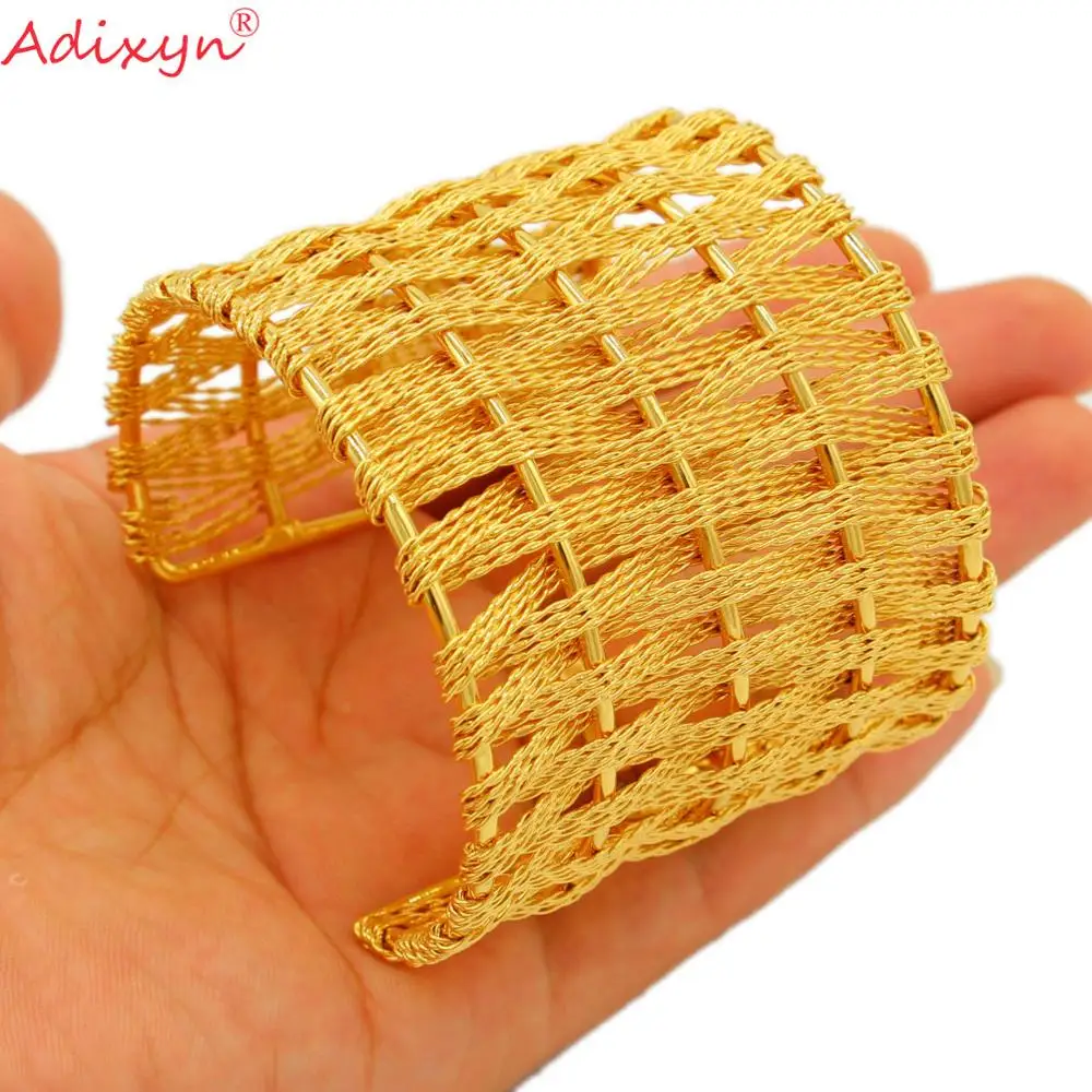 Adixyn luxury Indian Big Wide Bangle 24k Gold Color Bangles/Bracelets For Women African Dubai Arab Wedding Jewelry Gifts N10166
Adixyn luxury Indian Big Wide Bangle 24k Gold Color Bangles/Bracelets For Women African Dubai Arab Wedding Jewelry Gifts N10166