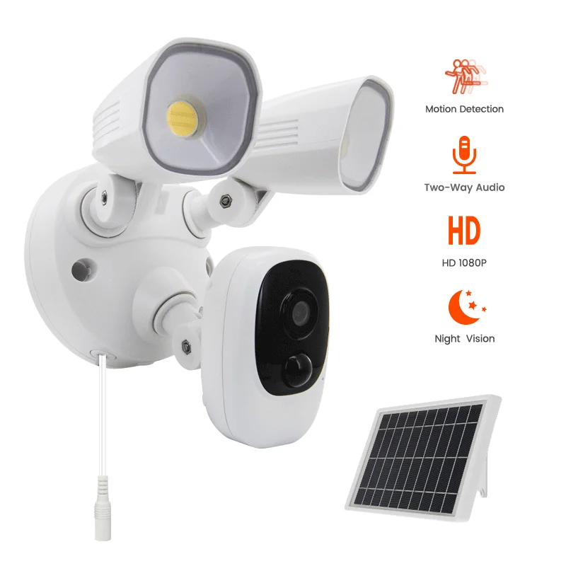 Two-way audio wireless cctv security solar LED garden flood light cameras pir WIFI tuya ring solar powered floodlight camera
Two-way audio wireless cctv security solar LED garden flood light cameras pir WIFI tuya ring solar powered floodlight camera