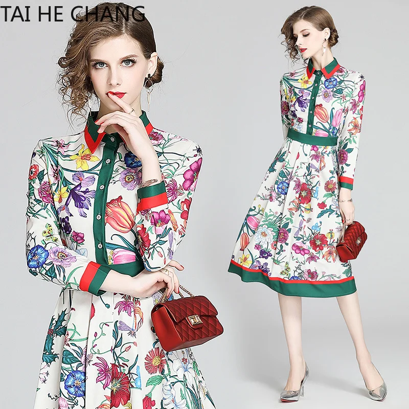 Women Dress New Fashion Retro Spring Summer Elegant Slim Bodycon Vintage Party Runway Print Shirt Office Work Midi Dresses
Women Dress New Fashion Retro Spring Summer Elegant Slim Bodycon Vintage Party Runway Print Shirt Office Work Midi Dresses