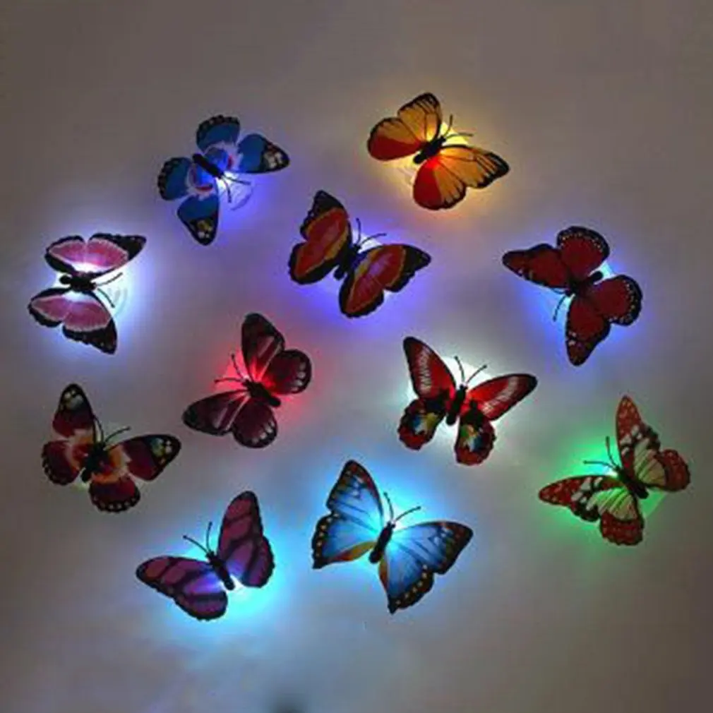 3D Colorful LED Butterfly Night Light Stereo Simulation Butterfly Party Wall Sticker Double-sided Adhesive LED Night Light Lamp 
3D Colorful LED Butterfly Night Light Stereo Simulation Butterfly Party Wall Sticker Double-sided Adhesive LED Night Light Lamp