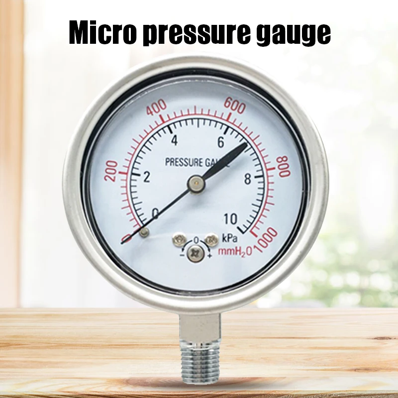 

YE-60 Diaphragm Pressure Gauge Pointer Vacuum Stainless Steel Housing Micro Pressure Gauge Kilopascals for Natural Gas