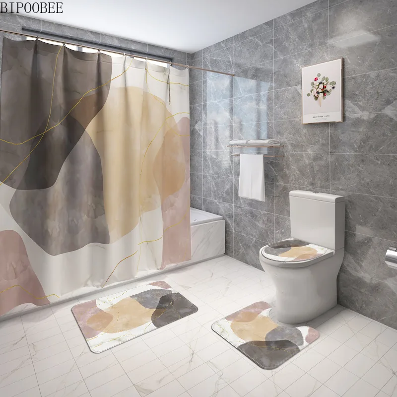 Marble Pattern Bathroom Curtains Polyester Fabric Modern Shower Curtain Flannel Toilet Lid Cover Bath Rug Sets Home Decoration
Marble Pattern Bathroom Curtains Polyester Fabric Modern Shower Curtain Flannel Toilet Lid Cover Bath Rug Sets Home Decoration