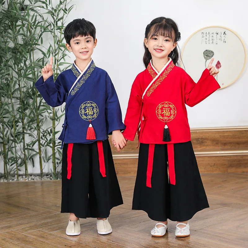 Kids Chinese Tradition Style Hanfu Boys Girls Ancient Costumes Folk Dance Stage Performance Tang Suit Children New Year Costumes
Kids Chinese Tradition Style Hanfu Boys Girls Ancient Costumes Folk Dance Stage Performance Tang Suit Children New Year Costumes
