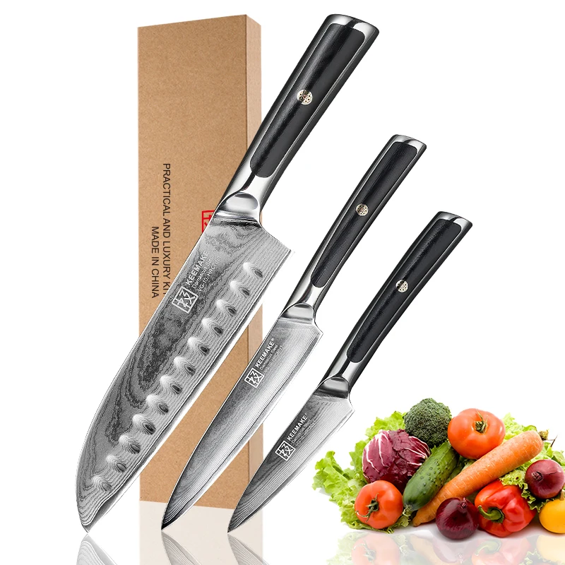 Фото Нож для очистки овощей KEEMAKE 7 &quotSantoku 5" утилита 3 5 "дамасский японский VG10 острое