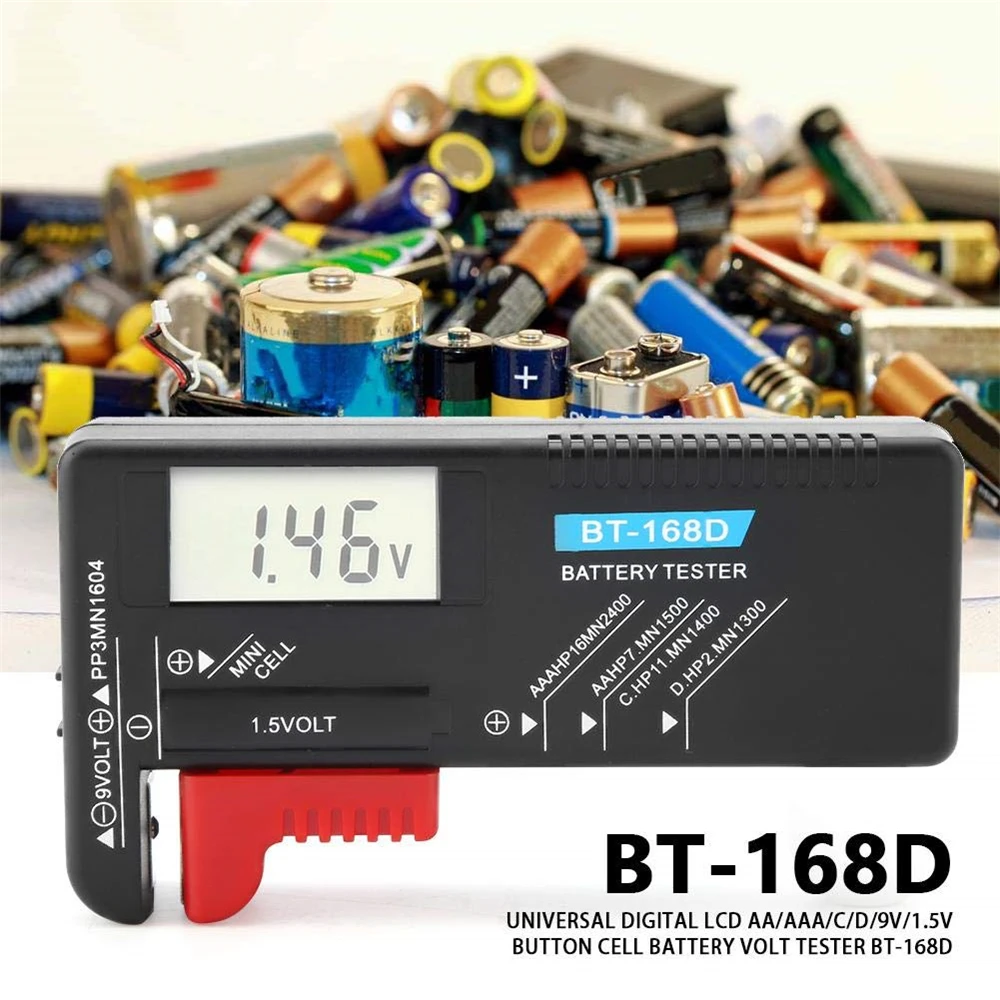 BT-168D Universal Button Cell Battery Capacity Tester for AA/AAA/C/D/9V/1.5V Digital Lithium Batteries Volt Checker
BT-168D Universal Button Cell Battery Capacity Tester for AA/AAA/C/D/9V/1.5V Digital Lithium Batteries Volt Checker