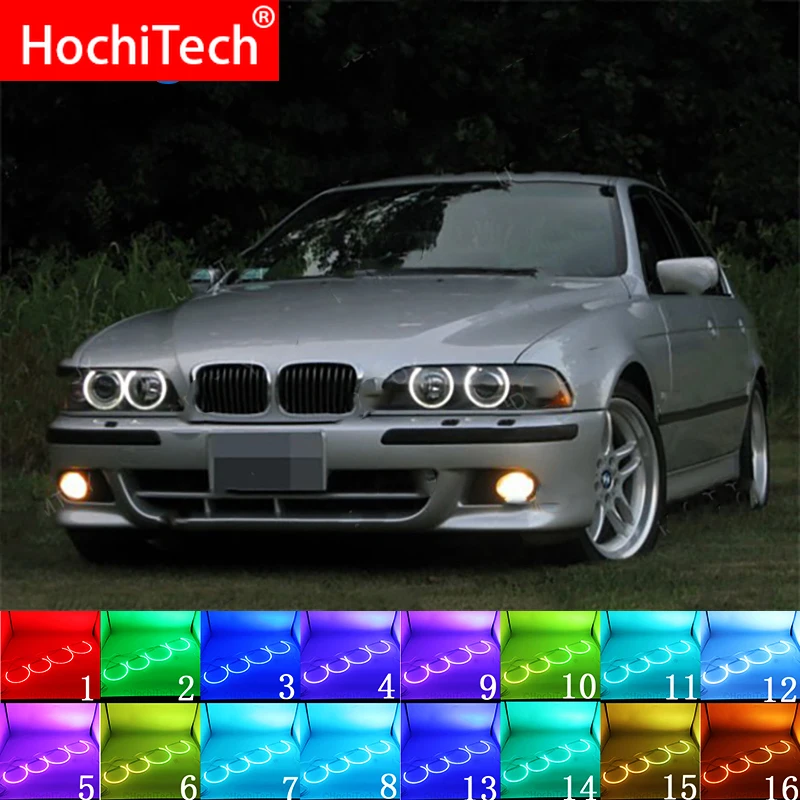 

Headlight Multi-color RGB LED Angel Eyes Halo Ring Eye RF Remote Control For BMW 1995-2000 E39 5 Series Pre-facelift Accessories