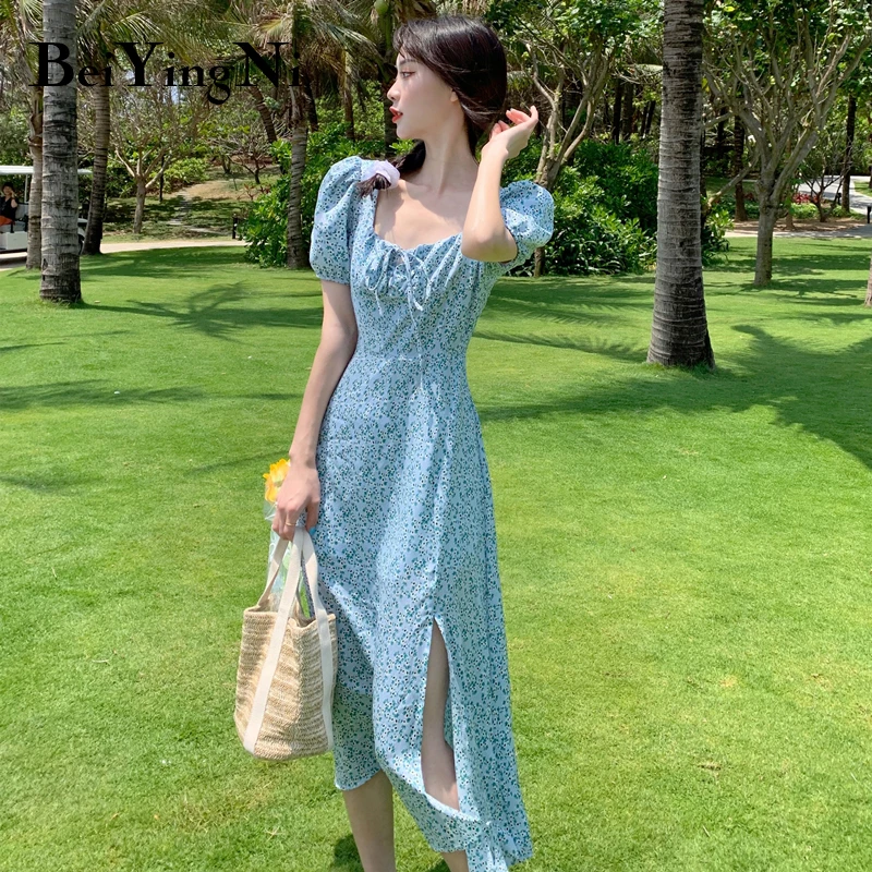 Beiyingni Sweet Floral Printed Dresses Women Slim Irregular Split High Street Puff Sleeve Dress Womans Simple Korean Vestidos OL
Beiyingni Sweet Floral Printed Dresses Women Slim Irregular Split High Street Puff Sleeve Dress Womans Simple Korean Vestidos OL