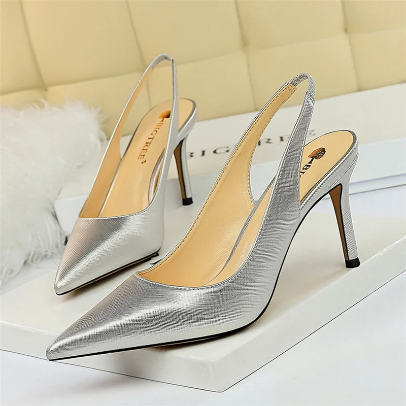 2020 Summer Women White 8cm Thin High Heels Slingback Sandals Office Lady Blue Gold Silver Heels Sandals Big Size Wedding Shoes
2020 Summer Women White 8cm Thin High Heels Slingback Sandals Office Lady Blue Gold Silver Heels Sandals Big Size Wedding Shoes