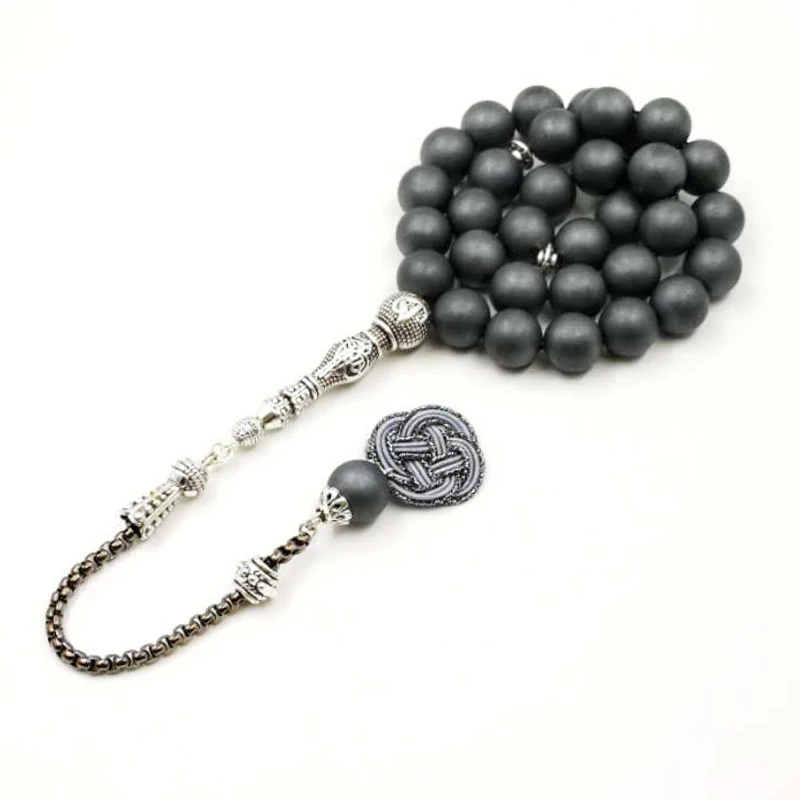 Натуральный гематит Tasbih серый матовый камень Misbaha четки ручной работы kazaz 33