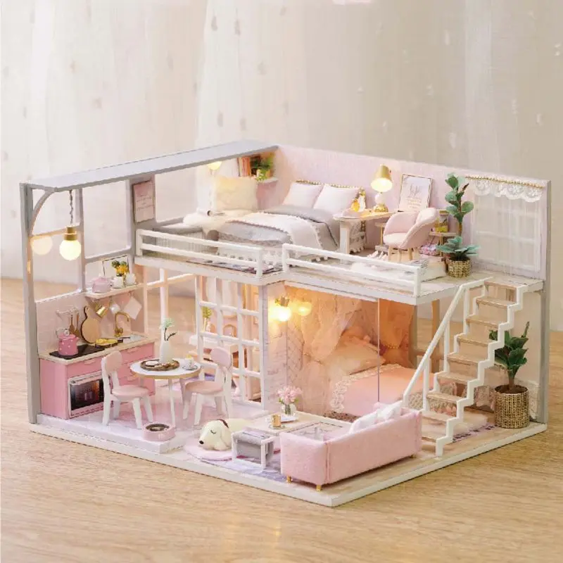 DIY Miniature Dollhouse Kit with Light-Wooden Mini House Set Doll House Model Romantic Birthday Gift
DIY Miniature Dollhouse Kit with Light-Wooden Mini House Set Doll House Model Romantic Birthday Gift