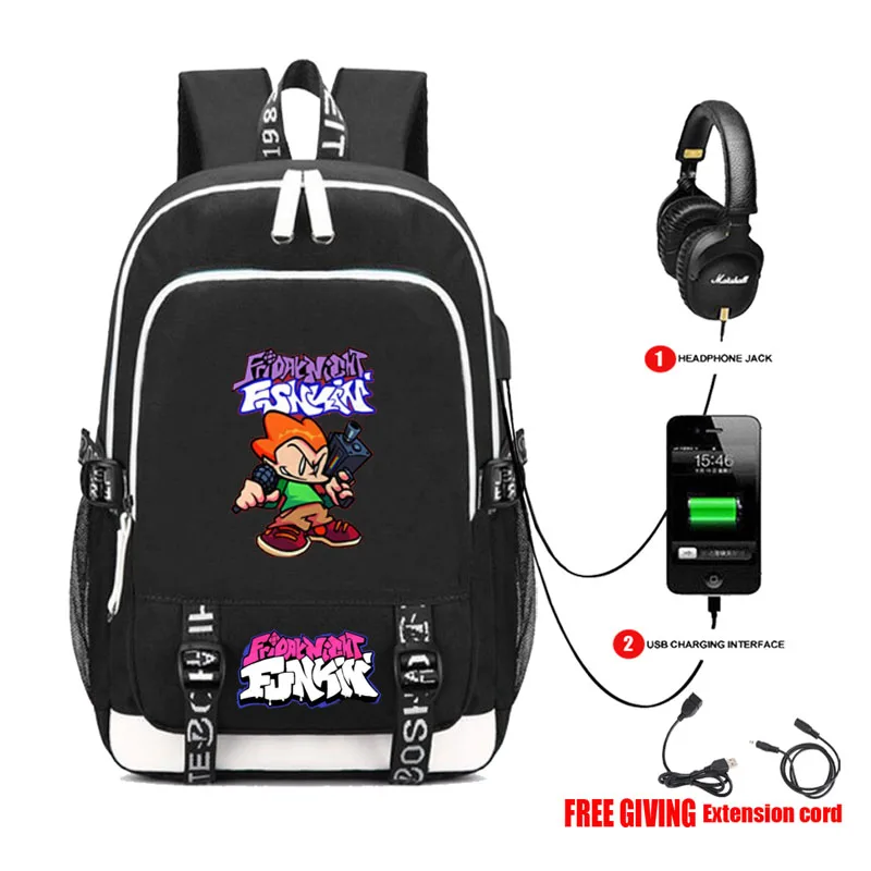 anime Friday Night Funkin backpack USB charging Headphone jack Students bookbag Men Teenage Laptop backpack travel bag
anime Friday Night Funkin backpack USB charging Headphone jack Students bookbag Men Teenage Laptop backpack travel bag