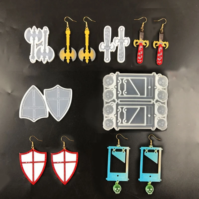 Knife/Shield/Skeleton/Axe Molds Suitable for Silicone Resin Jewelry Molds Including Earrings Pendants Necklaces Molds
Knife/Shield/Skeleton/Axe Molds Suitable for Silicone Resin Jewelry Molds Including Earrings Pendants Necklaces Molds