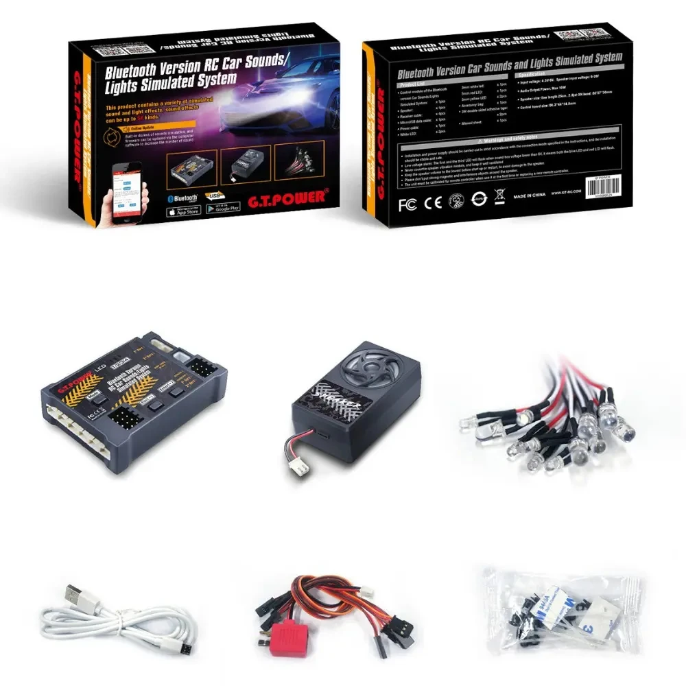 New G.T. Bluetooth version sound power RC car engine simulated lights system for SCX Axial 10 TRX4 RC car parts
New G.T. Bluetooth version sound power RC car engine simulated lights system for SCX Axial 10 TRX4 RC car parts