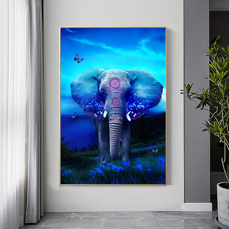 Animal Painting on Canvas Elephant in Blue Flowers Landscape Modern Wall Art Picture for Living Room Home Decoration Frameless
Animal Painting on Canvas Elephant in Blue Flowers Landscape Modern Wall Art Picture for Living Room Home Decoration Frameless