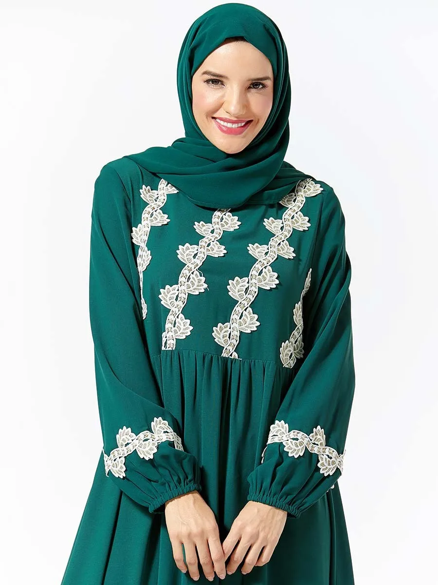Arab Women's Wear Plant Embroidery Big Pendulum Long Abaya Dresses Ramadan Ed Clothing (Excluding Headscarf) Kaftan Muslim Dress |