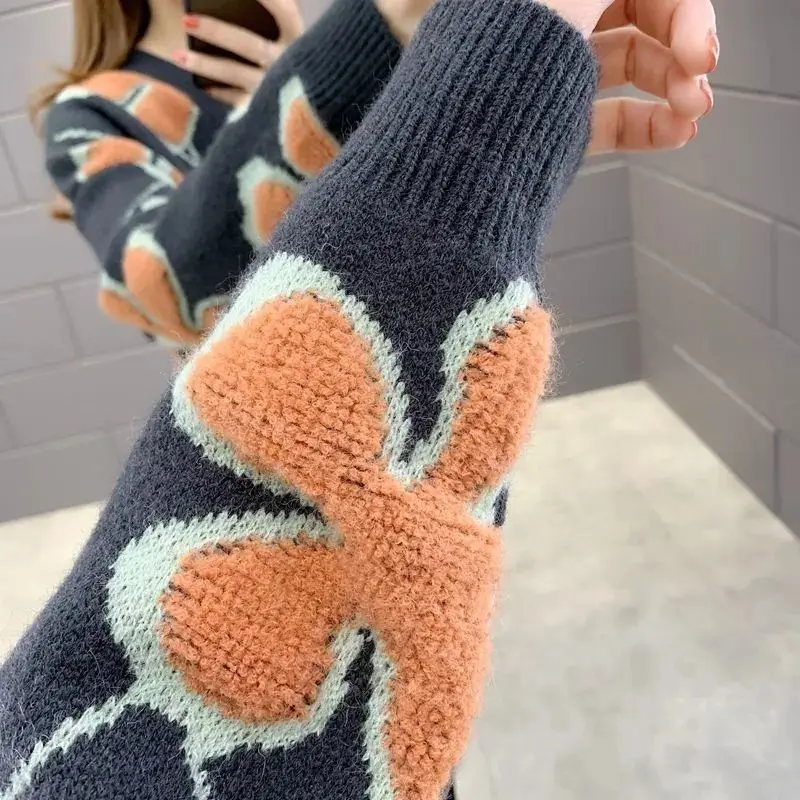 Sweater Women's New Autumn and Winter Lazy Wind Thickened Sweater Women's Pullover Wear Versatile Top Autumn and Winter New