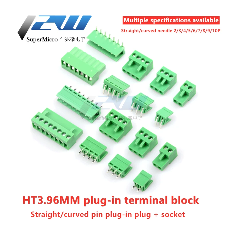10 sets Terminal plug types 300V 10A HT3.96 3.96mm screw terminal connector PCB straight/curved pin connector2/3/4/5/6/7/8/9/10P
10 sets Terminal plug types 300V 10A HT3.96 3.96mm screw terminal connector PCB straight/curved pin connector2/3/4/5/6/7/8/9/10P