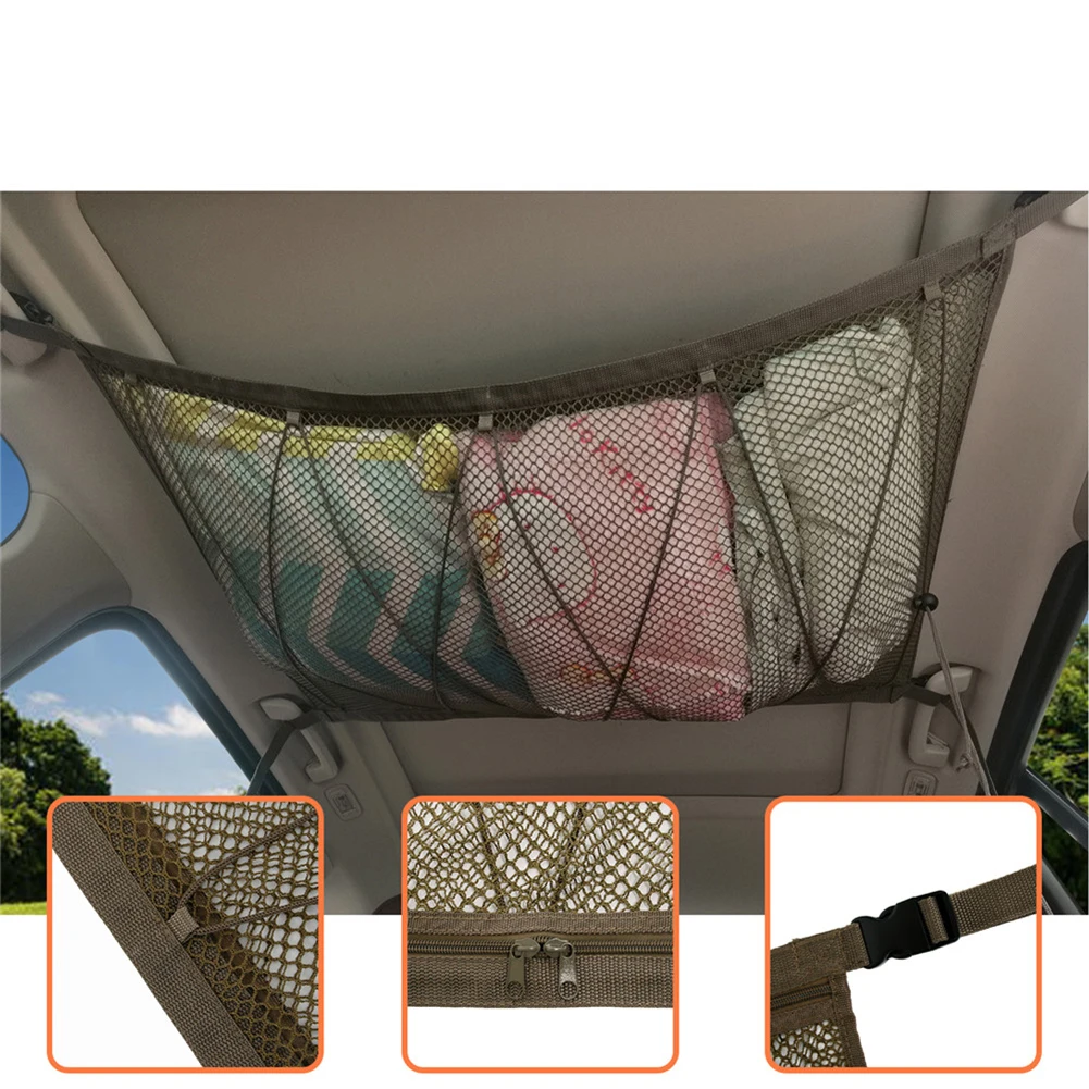 General type Car Interior Ceiling Net Bag, 35"x25" Adjustable Double-Layer Car Roof Cargo Organizer with Zipper and Drawstring
General type Car Interior Ceiling Net Bag, 35"x25" Adjustable Double-Layer Car Roof Cargo Organizer with Zipper and Drawstring