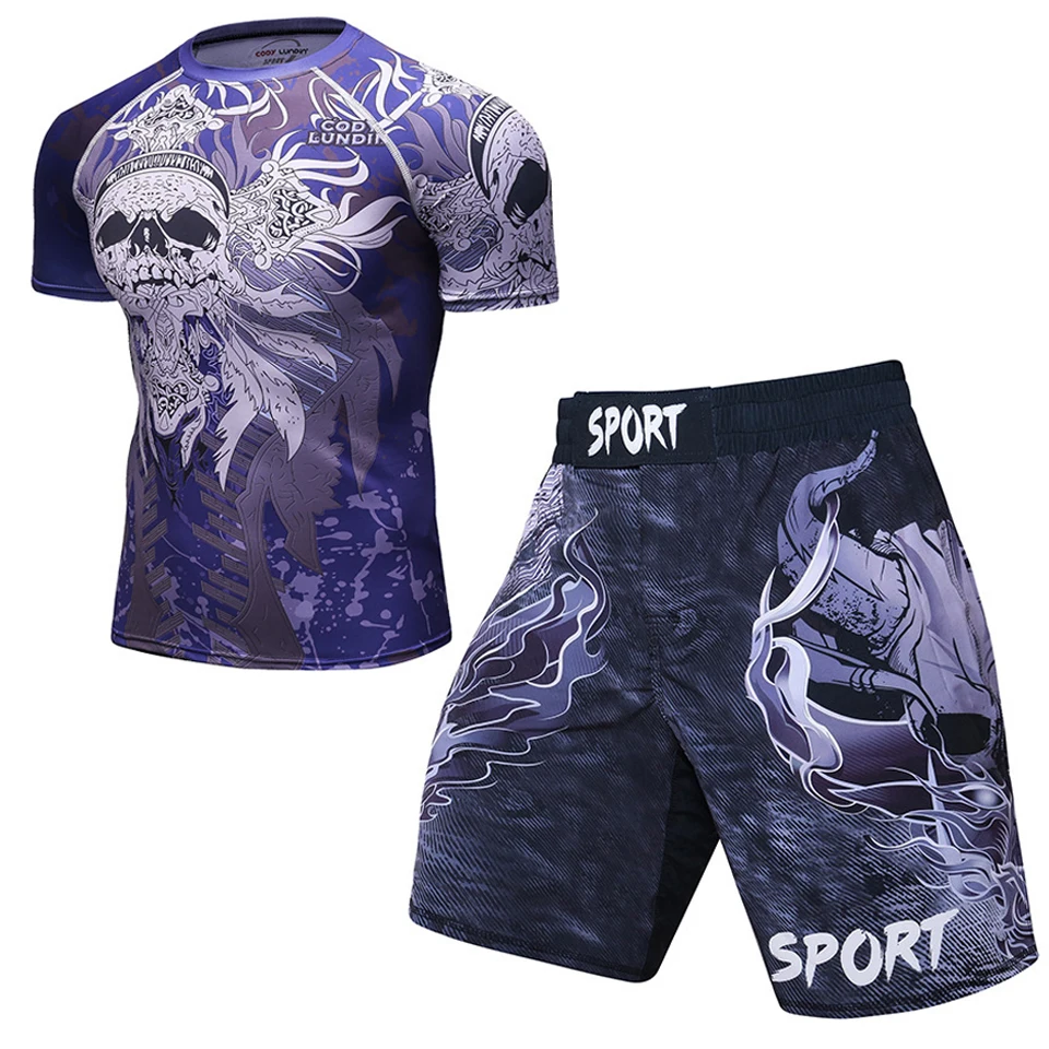 Мужские Компрессионные шорты rashguard для смешанных боевых искусств спортивные