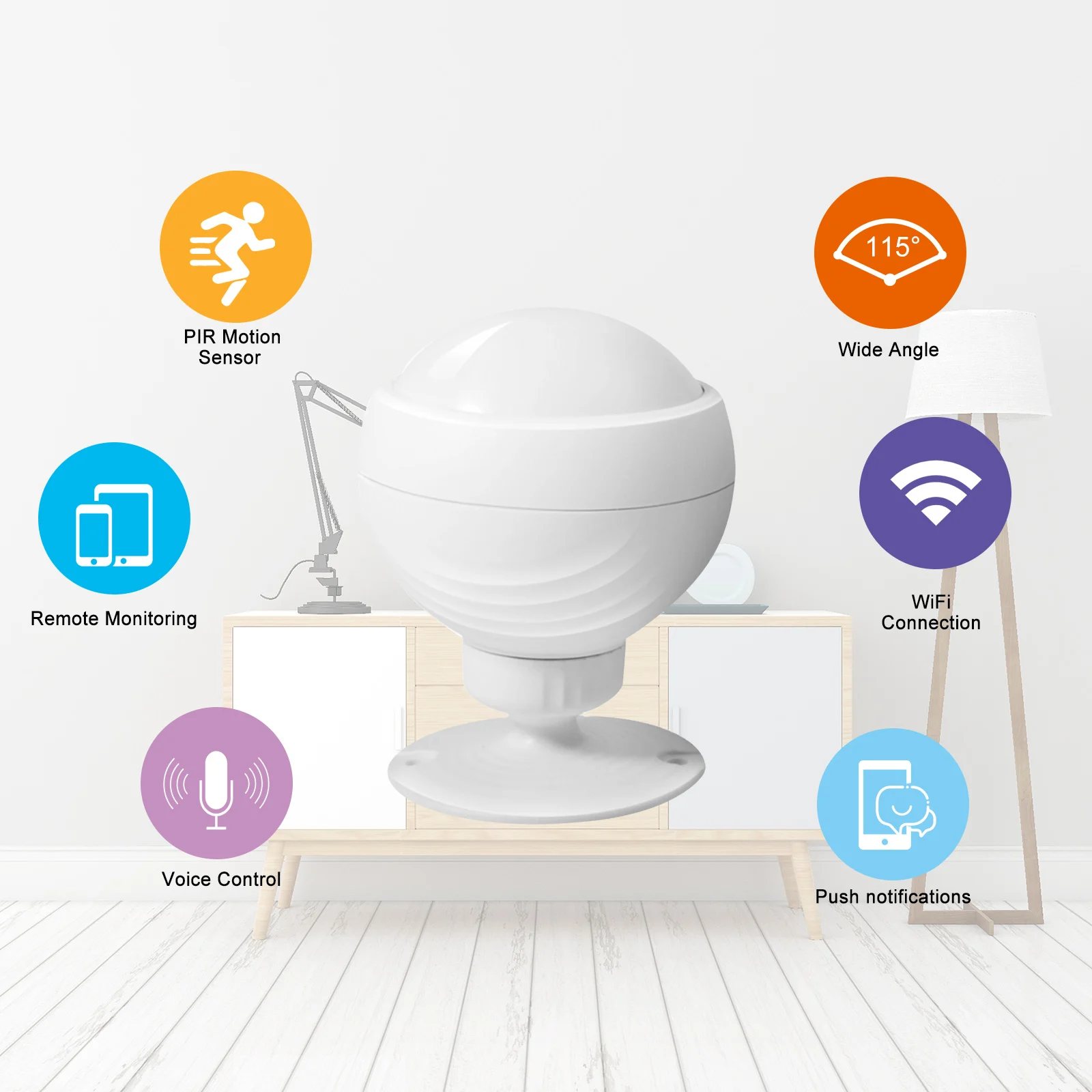 WIFI PIR Motion Sensor Wireless Passive Infrared Detector Security Burglar Alarm Sensor Tuya APP Control Smart Home
WIFI PIR Motion Sensor Wireless Passive Infrared Detector Security Burglar Alarm Sensor Tuya APP Control Smart Home
