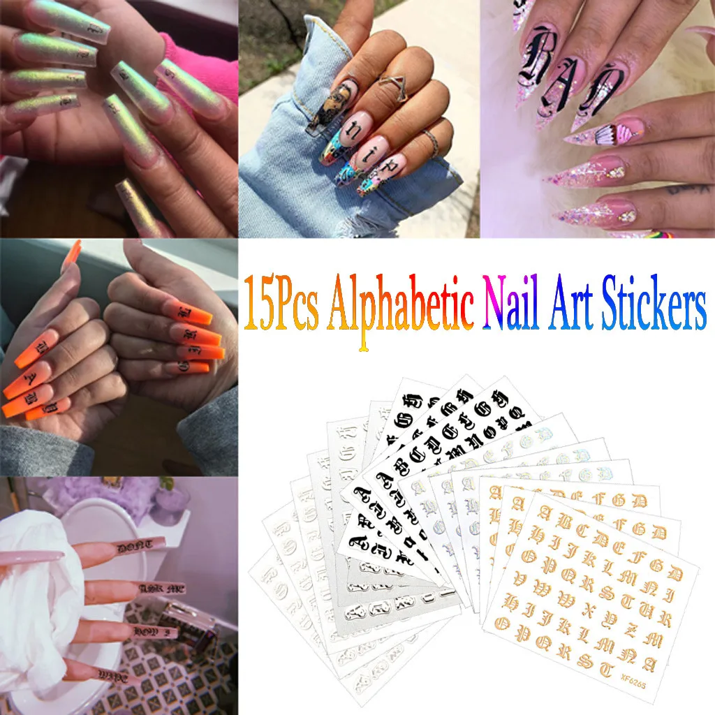 15PCS Nail Art Stickers Letter Reflections Tape Adhesive Foils DIY Decoration naklejki na paznokcie Nails Foil
15PCS Nail Art Stickers Letter Reflections Tape Adhesive Foils DIY Decoration naklejki na paznokcie Nails Foil