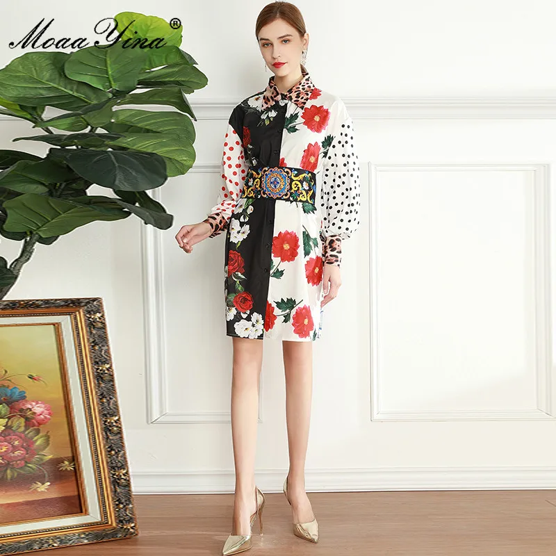 MoaaYina Fashion Designer dress Spring Autumn Women's Dress Lantern Sleeve Floral print Beaded lace-up Vacation Loose Dresses
MoaaYina Fashion Designer dress Spring Autumn Women's Dress Lantern Sleeve Floral print Beaded lace-up Vacation Loose Dresses
