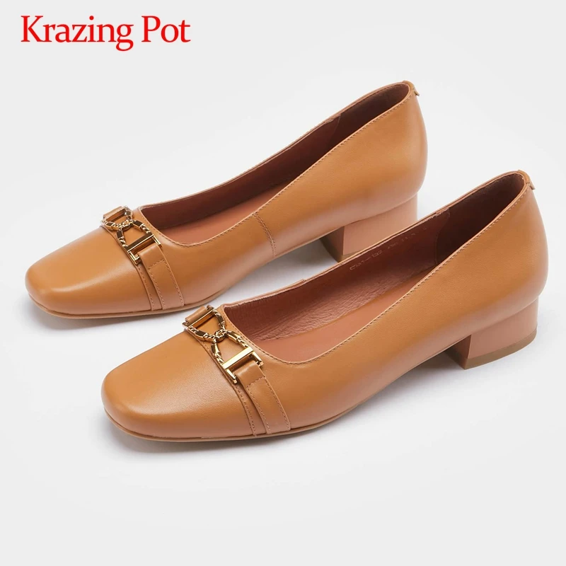 Krazing Pot new arrival gladiator full grain leather metal decorations square toe low heel slip on fashion gentlewomen pumps L57
Krazing Pot new arrival gladiator full grain leather metal decorations square toe low heel slip on fashion gentlewomen pumps L57